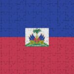 Haiti flag is depicted on a folded puzzle