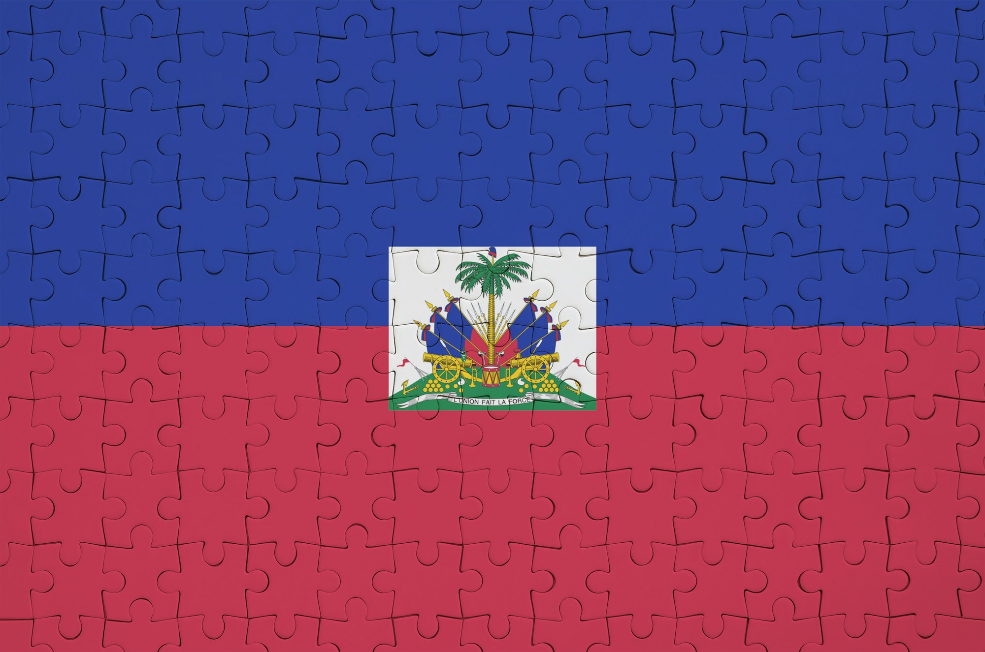 Haiti flag is depicted on a folded puzzle